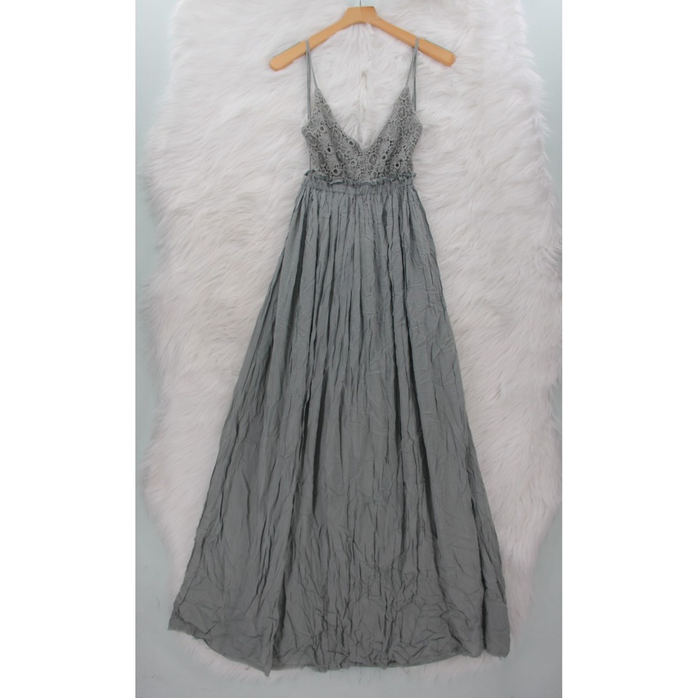 Wishlist Green Boho Maxi Dress Women M Fairy Cottagecore Open Back Festival 1088